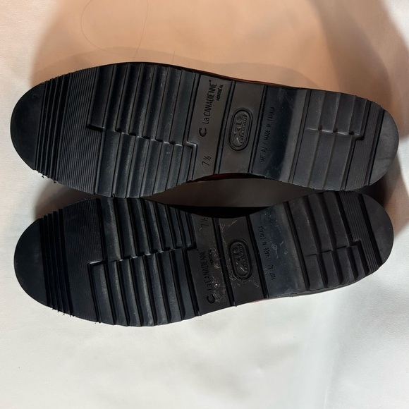 LA CANADIENNE Sz 7.5 Oxfords Brogues Lace Up Shoes Burgundy Suede Academia - Picture 8 of 9